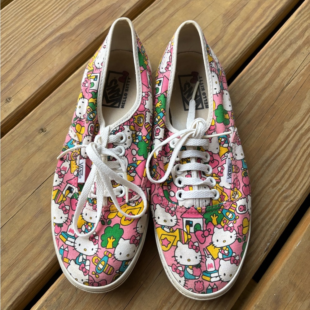 Vans Pink and White Cartoon Sneakers